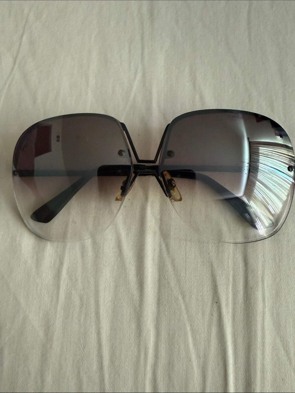 Large Rimless Women's Vintage Sunglasses with Gradient Lenses
